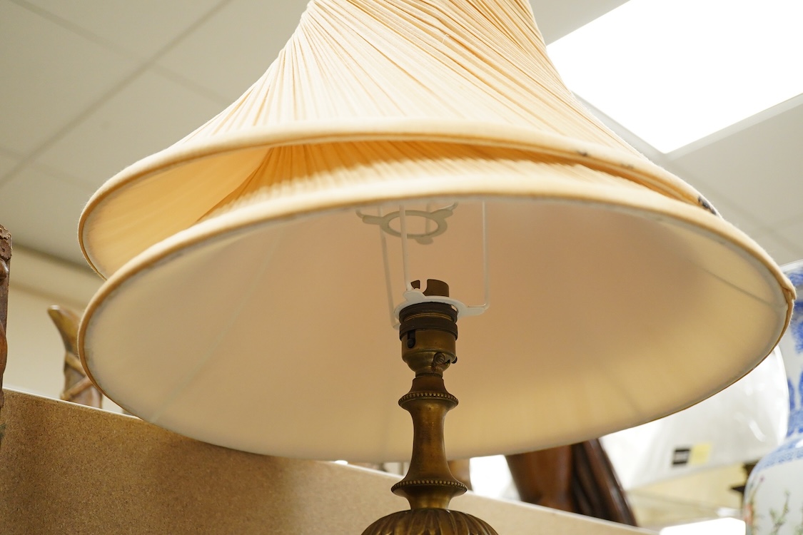 Einar Backstrom - A pair of Swedish table lamps and shades, model J124, 33cm high not including light fittings or shade